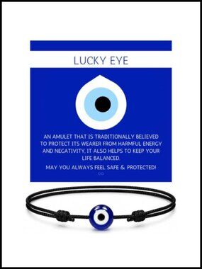 Handmade Evil Eye Protection Bracelet, Adjustable Nylon Cord, Unisex
